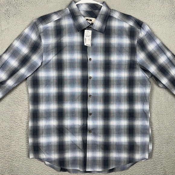Other - NEW Joseph Abboud Shirt Mens XL Blue Grey Plaid Button Up Casual Long Sleeve